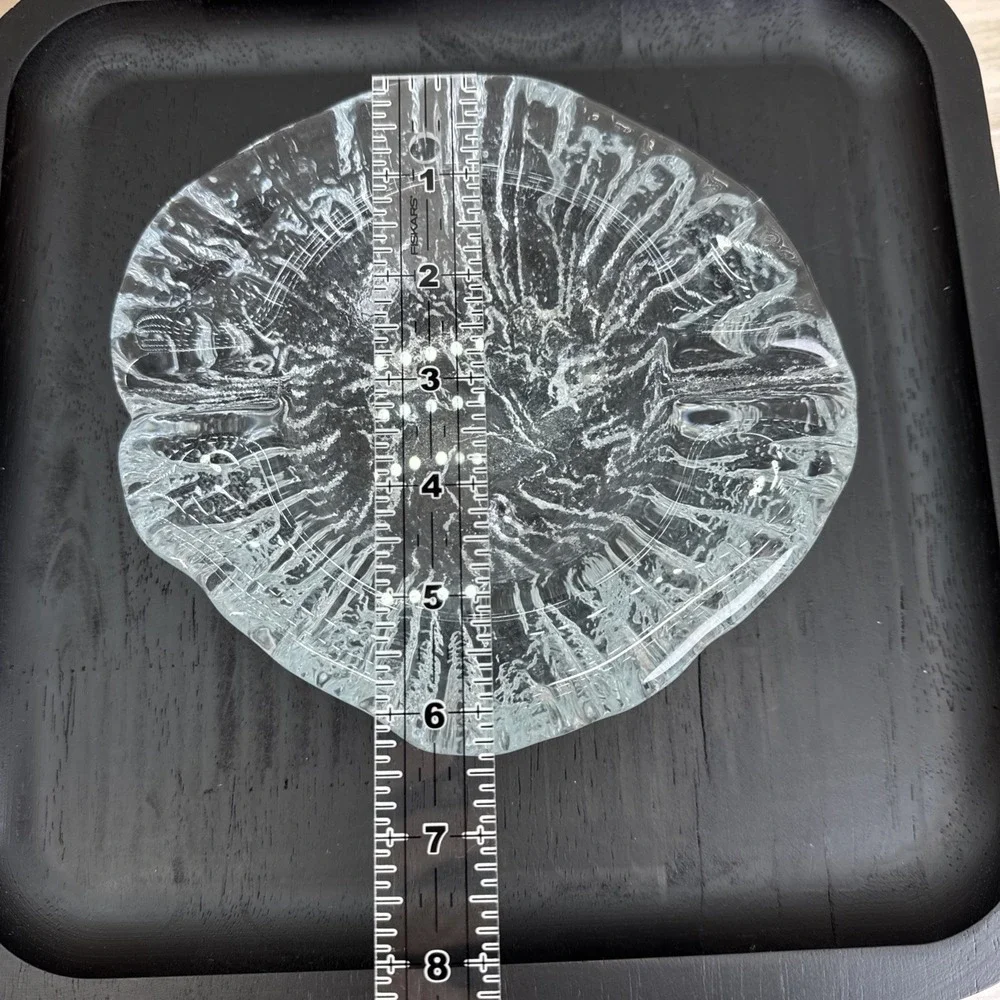 Blenko Ice Bark Ashtray/Bowl Clear Textured Glass Footed Vintage MCM 7